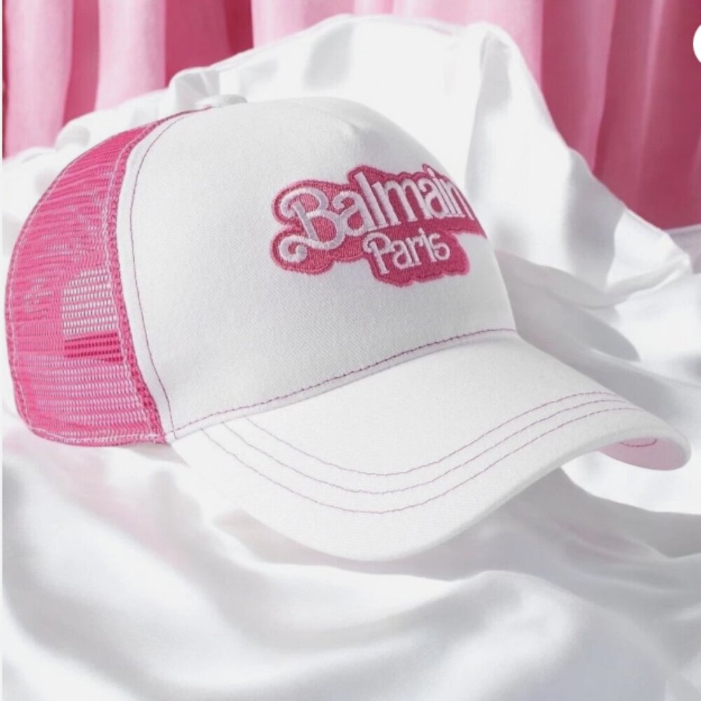 💗BALMAIN X BARBIE💗 Mattel Embroidered Logo Trucker Hat *Sold Out Rare*